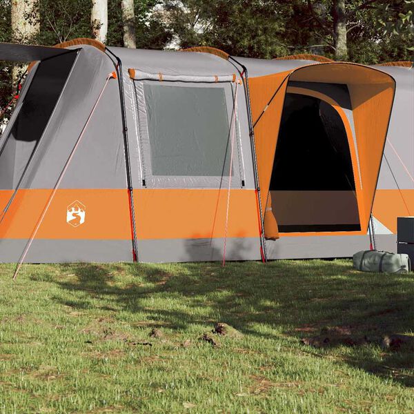 vidaXL Tente de camping tunnel 4 personnes gris et orange imperméable