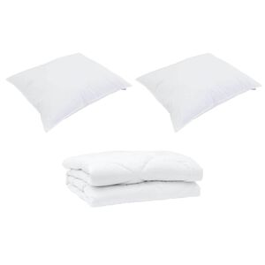 vidaXL Couette avec oreiller 3 pcs Blanc Microfibre