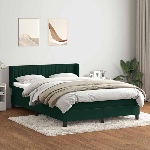 vidaXL Sommier &agrave; lattes de lit et matelas vert fonc&eacute; 160x220cm velours