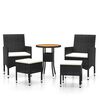 vidaXL Salon de jardin 5 pcs R&eacute;sine tress&eacute;e Noir