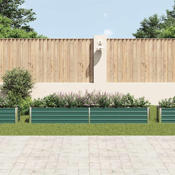 vidaXL Lit sur&eacute;lev&eacute; de jardin Acier galvanis&eacute; 320x40x45 cm Vert