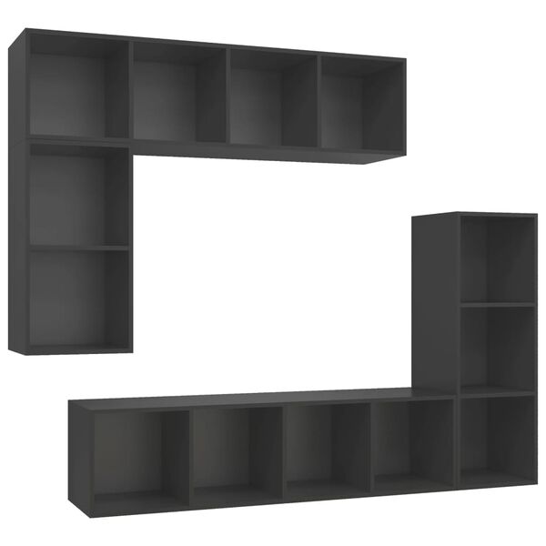 vidaXL Ensemble de meubles TV 4 pcs Gris Bois d'ing&eacute;nierie