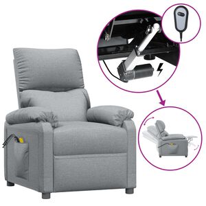 vidaXL Fauteuil &eacute;lectrique de massage Gris clair Tissu