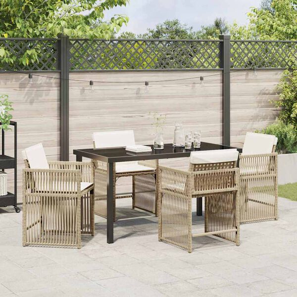vidaXL Ensemble de salle &agrave; manger pour jardin 5 pcs Beige polyrotin