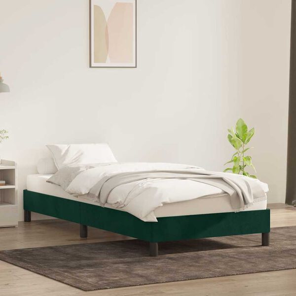 vidaXL Cadre de lit sans matelas vert fonc&eacute; 80x210 cm velours
