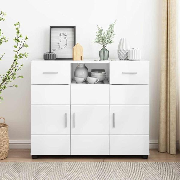 vidaXL Cabinet en Bois avec tiroir Blanc brillant 88,5 x 30,5 x 73 cm