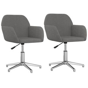 vidaXL Chaises pivotantes &agrave; manger lot de 2 Gris clair Tissu