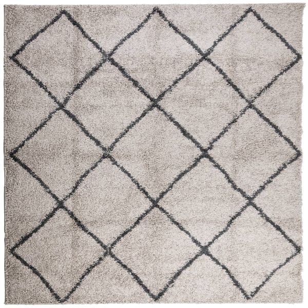 vidaXL Tapis shaggy &agrave; poils longs moderne beige anthracite 160x160 cm