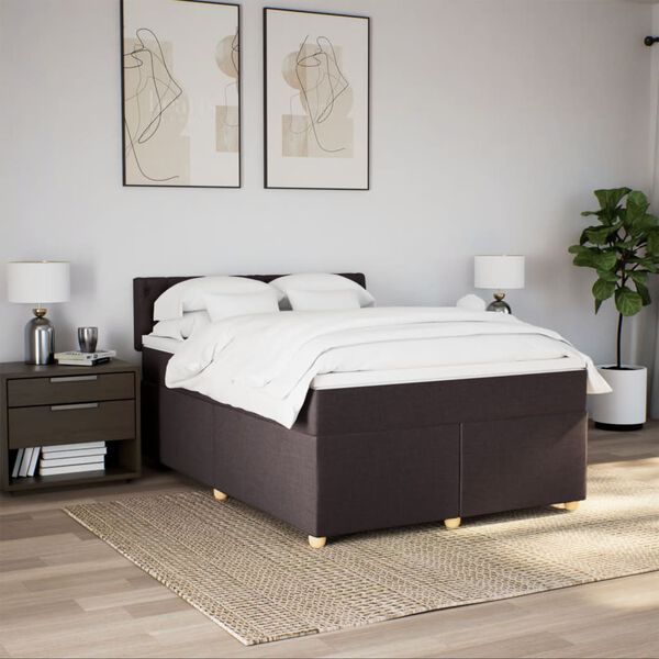 vidaXL Sommier &agrave; lattes de lit avec matelas Marron fonc&eacute; 140x200 cm