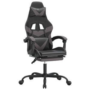 vidaXL Chaise de jeu pivotante et repose-pied Noir et gris Similicuir