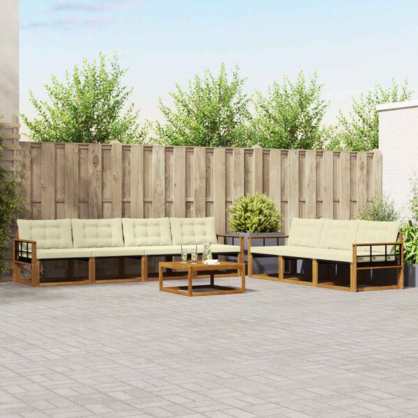 vidaXL Ensemble de canap&eacute;s d'ext&eacute;rieur 8 pcs Naturel et Cr&egrave;me