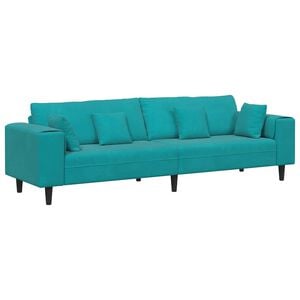 vidaXL Canap&eacute; avec coussin Turquoise 250 x 77 x 76 cm Velours
