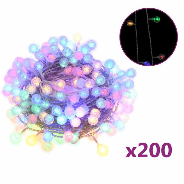 vidaXL Guirlande lumineuse globe 20 m 200 LED coloré 8 fonctions