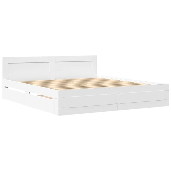 vidaXL Cadre de lit avec t&ecirc;te de lit sans matelas blanc 200x200 cm