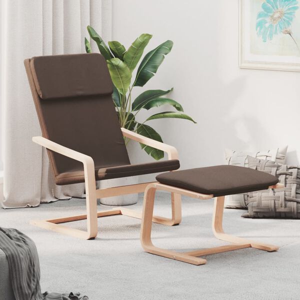 vidaXL Chaise de relaxation avec repose-pied Marron fonc&eacute; Tissu