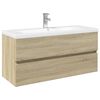 vidaXL Ensemble de meubles de bain 2pcs c&eacute;ramique et bois d'ing&eacute;nierie