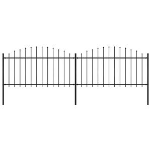 vidaXL Cl&ocirc;ture de jardin avec dessus en forme de lance en acier 359 x 150 cm Noir