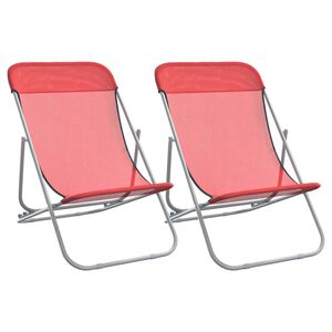 vidaXL Chaises plage pliantes lot de 2 textil&egrave;ne acier enduit poudre