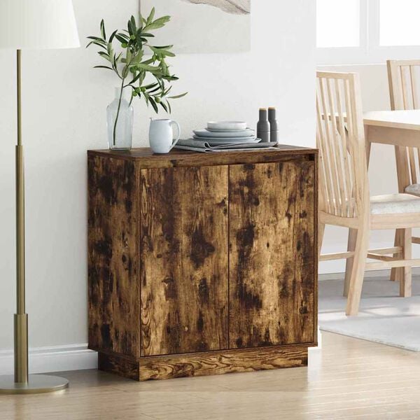 vidaXL Buffet LED Ch&ecirc;ne fum&eacute; 71 x 34,5 x 75 cm Bois d'ing&eacute;nierie