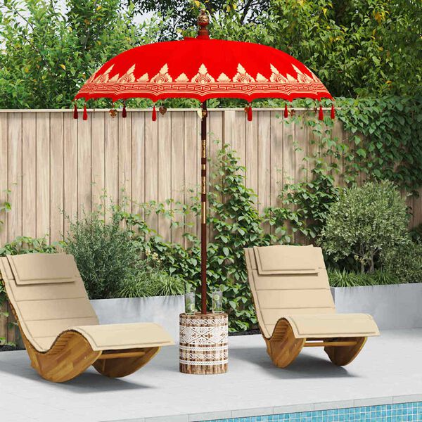 vidaXL Parasol balinais avec base Rouge 185 x 185 x 260 cm