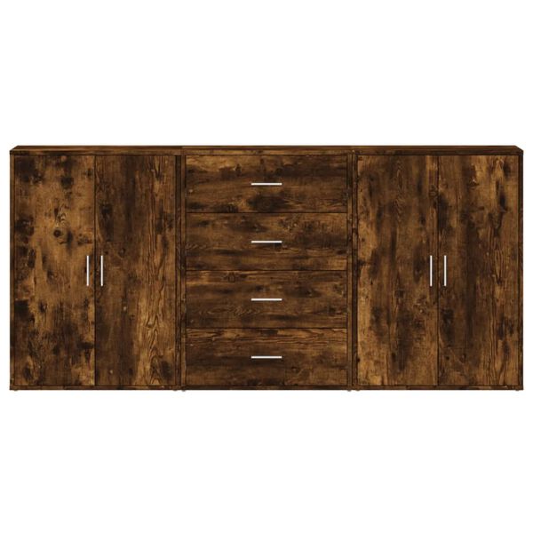 vidaXL Buffets 3 pcs chêne fumé 60x31x84 cm bois d'ingénierie