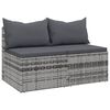 vidaXL Canap&eacute;s centraux de jardin et coussins 2pcs Gris R&eacute;sine tress&eacute;e