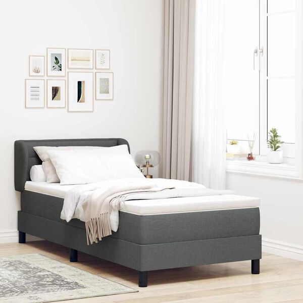 vidaXL Lit &agrave; ressorts avec matelas Gris fonc&eacute; 80 x 200 cm tissu