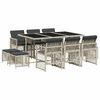 vidaXL Ensemble &agrave; manger de jardin 11pcs avec coussins gris poly rotin