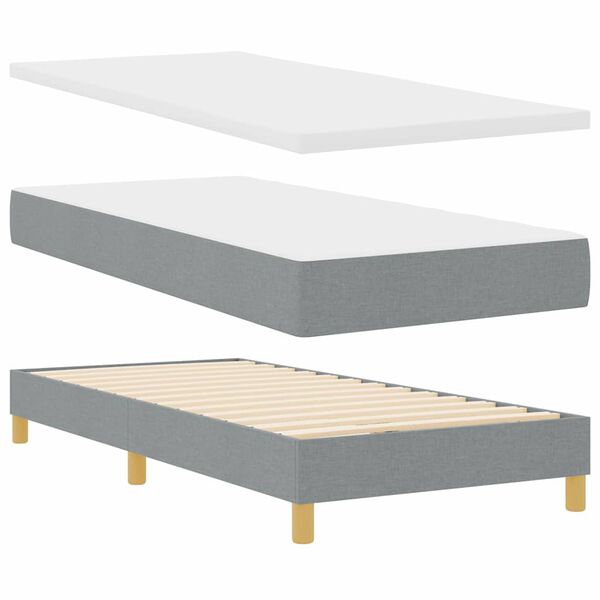 vidaXL Lit &agrave; ressorts avec matelas Gris clair 200 x 90 cm Polyester
