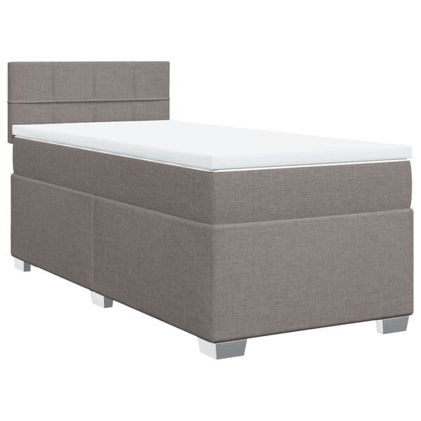 vidaXL Sommier &agrave; lattes de lit avec matelas Taupe 100x200 cm Tissu