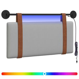 vidaXL T&ecirc;te de lit suspendue Avec lumi&egrave;re LED Gris nuage PU antique