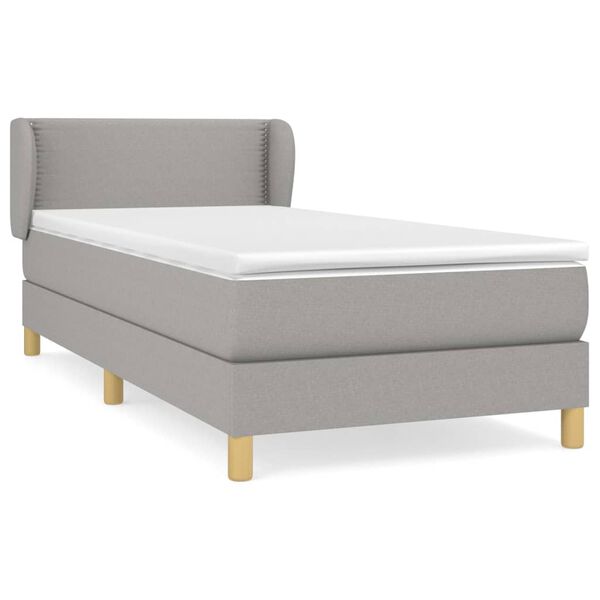 vidaXL Sommier &agrave; lattes de lit avec matelas Gris clair 80x200 cm Tissu