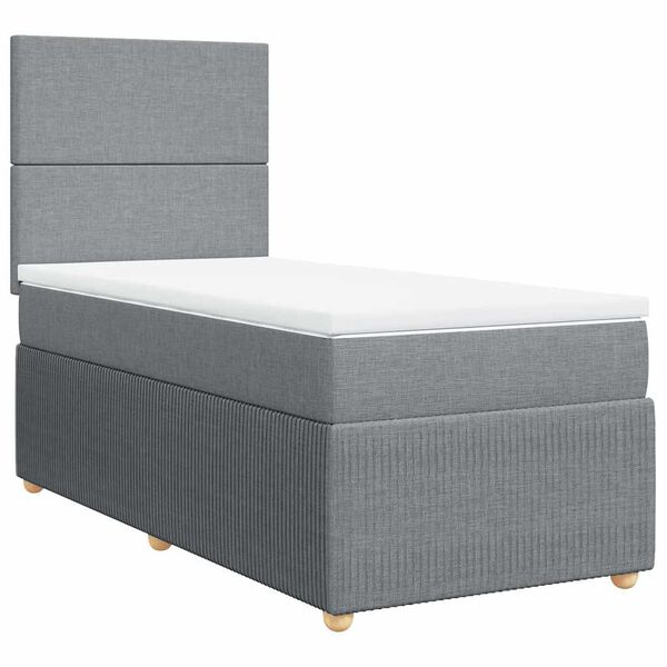 vidaXL Sommier &agrave; lattes de lit avec matelas Gris clair 100x200cm Tissu