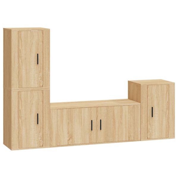 vidaXL Ensemble de meubles TV 4 pcs Ch&ecirc;ne sonoma Bois d'ing&eacute;nierie