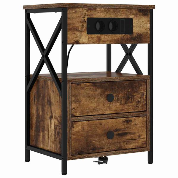 vidaXL Cabinet de chevet Ch&ecirc;ne fum&eacute; 40 x 31 x 60 cm Bois d'ing&eacute;nierie