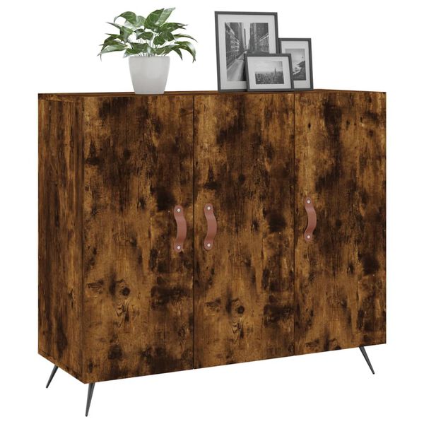 vidaXL Buffet ch&ecirc;ne fum&eacute; 90x34x80 cm bois d'ing&eacute;nierie
