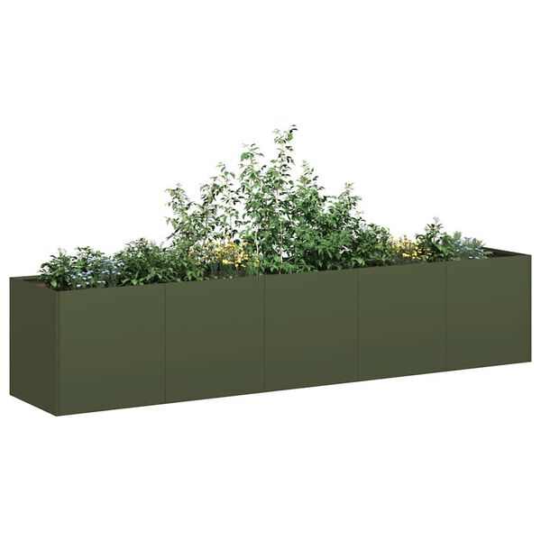 vidaXL Jardini&egrave;re vert olive 200x40x40 cm acier lamin&eacute; &agrave; froid