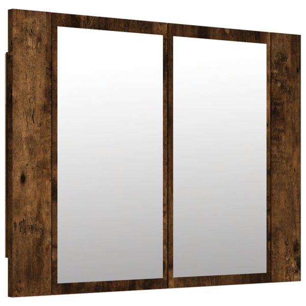 vidaXL Armoire à miroir LED Chêne fumé 60x12x45 cm Bois d'ingénierie