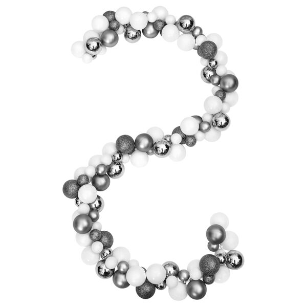 vidaXL Guirlande de Noël avec boules blanc et gris 175 cm polystyrène