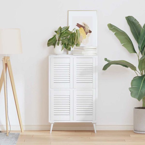 vidaXL Portes d'armoire &agrave; persiennes 4 pcs blanc 39,5x29,5 cm