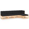 vidaXL Salon de jardin 5 pcs avec coussins Bois de pin massif