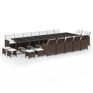 vidaXL Ensemble &agrave; manger de jardin coussins 19 pcs R&eacute;sine tress&eacute;e