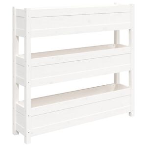 vidaXL Jardini&egrave;re Blanc 112x25x104,5 cm Bois massif de pin