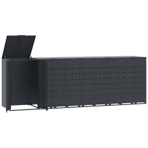 vidaXL Rangement &agrave; roulettes pour poubelles pour 5 bacs anthracite