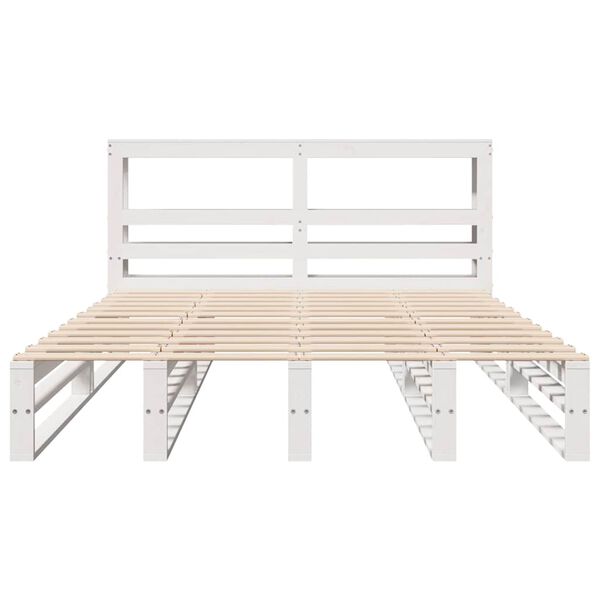 vidaXL Cadre de lit sans matelas blanc 135x190 cm bois de pin massif