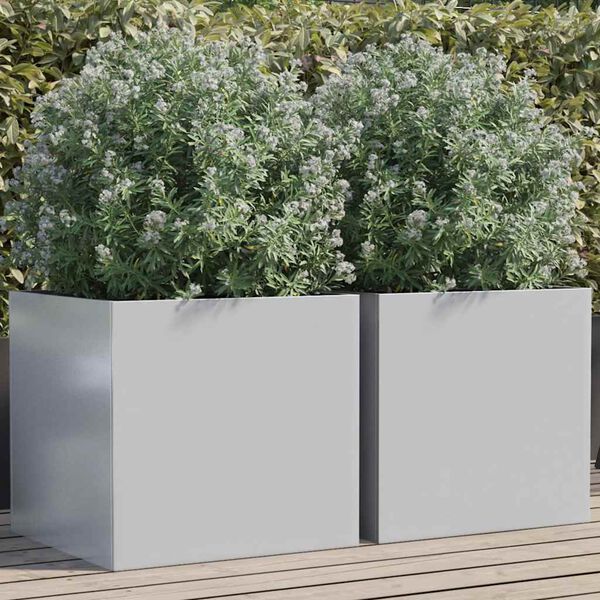 vidaXL Jardinières 2 pcs argenté 49x47x46 cm acier galvanisé