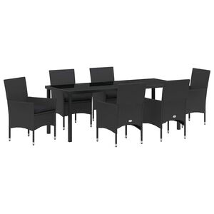 vidaXL Ensemble de salle &agrave; manger pour jardin 7 pcs Noir polyrotin