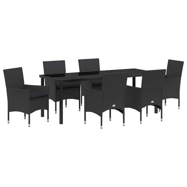 vidaXL Ensemble de salle &agrave; manger pour jardin 7 pcs Noir polyrotin