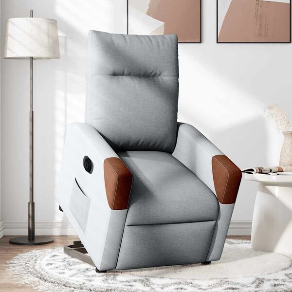 vidaXL Fauteuil inclinable &eacute;lectrique gris clair tissu