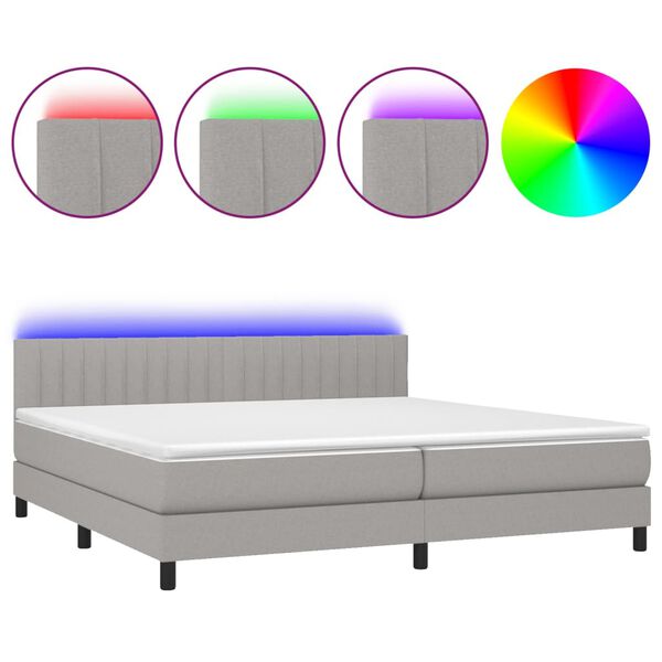 vidaXL Sommier &agrave; lattes de lit matelas LED Gris clair 200x200 cm Tissu